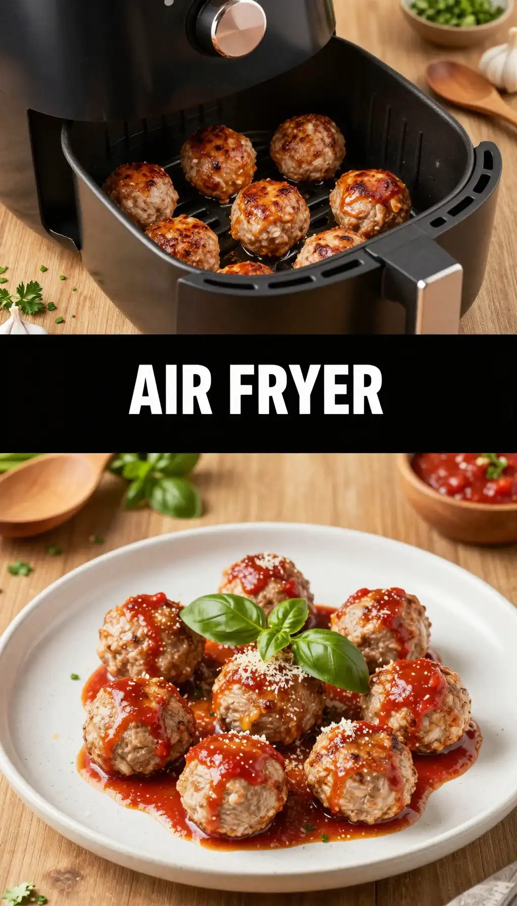 Air Fryer Turkey Meatballs with Marinara pinterest pin