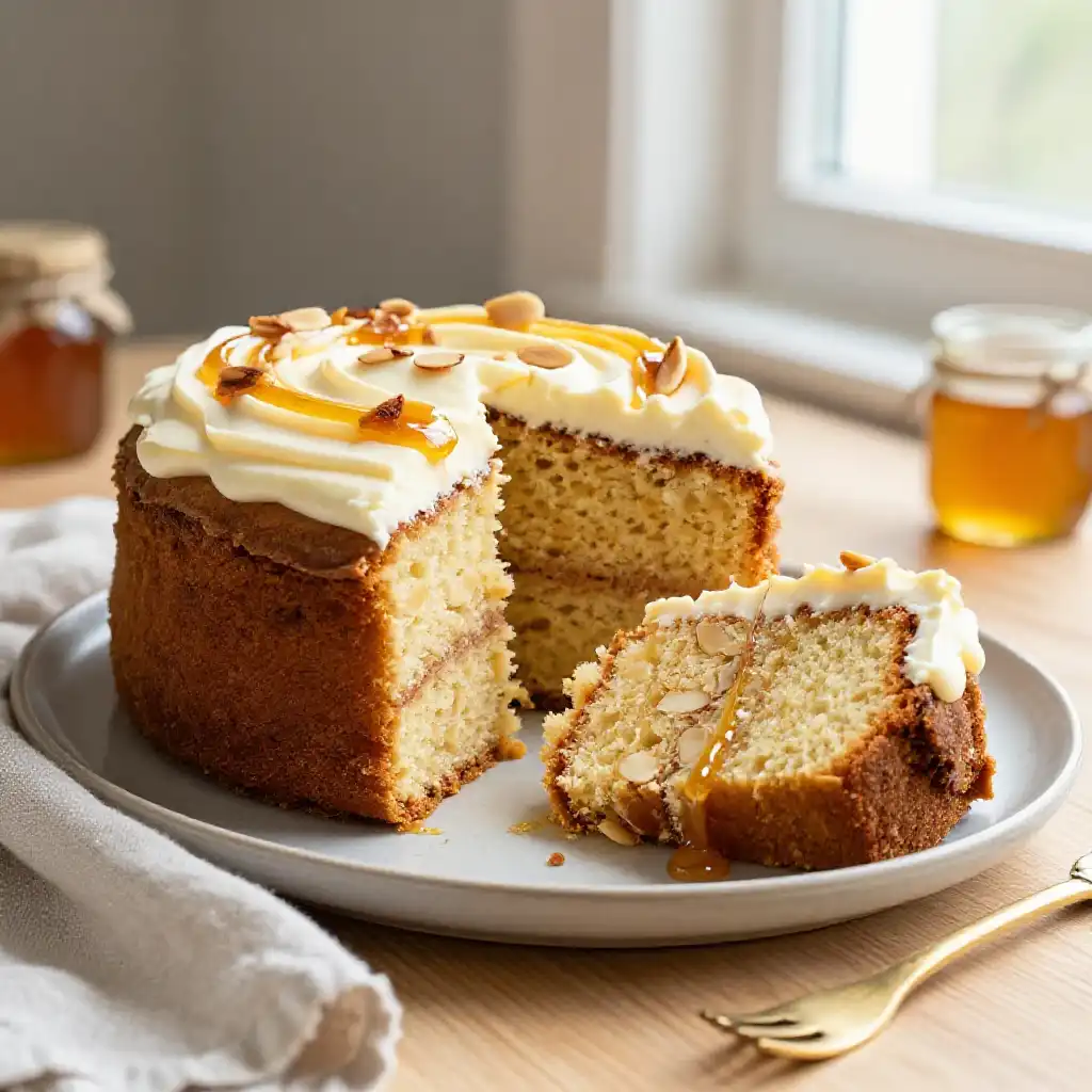 Almond Flour and Honey Layer Cake plated dish