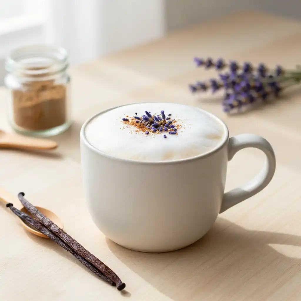 Ashwagandha Vanilla Moon Milk for Stress Relief plated dish