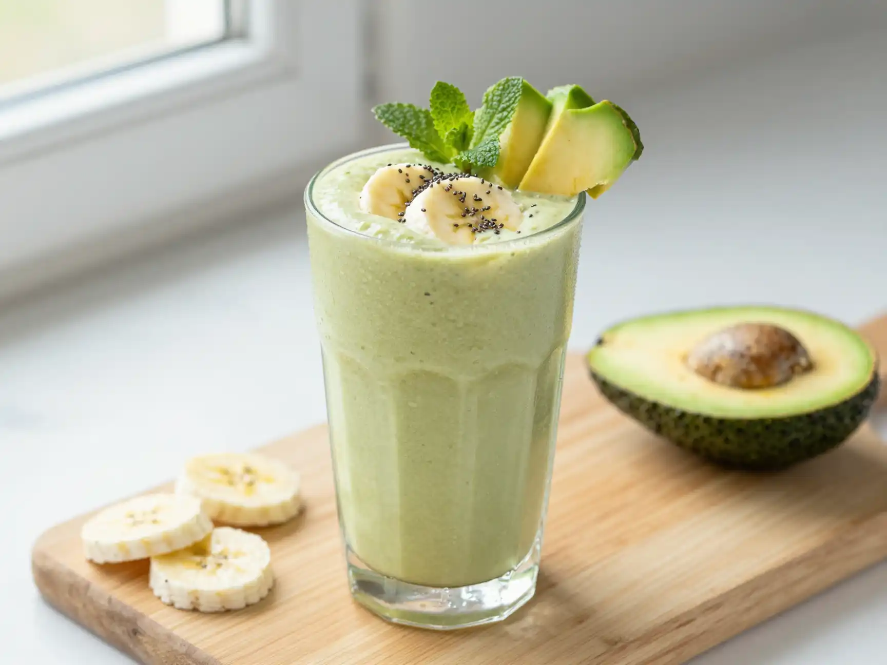 Avocado Banana Smoothie for Weight Loss Support plated dish
