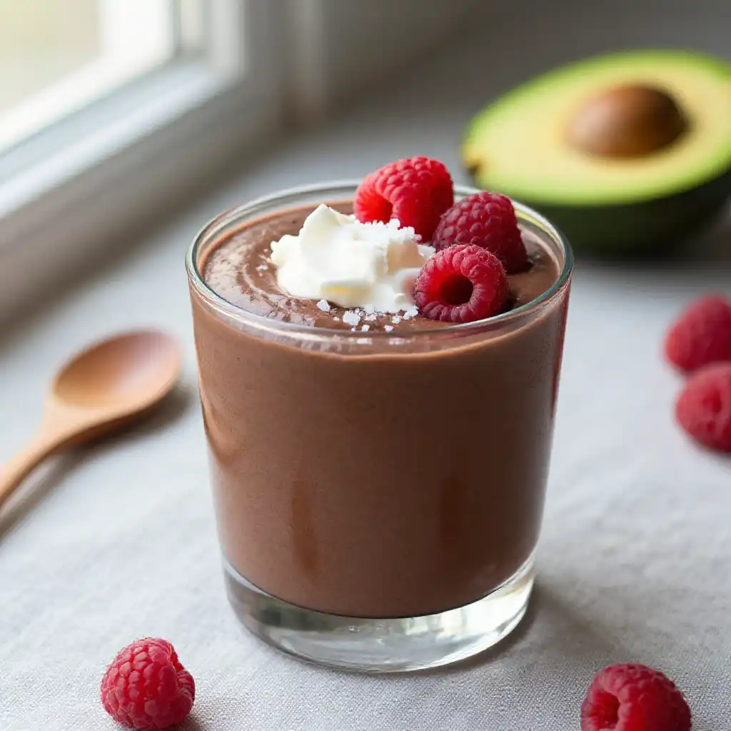 Avocado Chocolate Mousse Smoothie plated dish