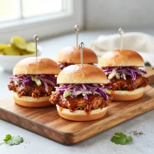 BBQ Chicken Sliders with Creamy Coleslaw