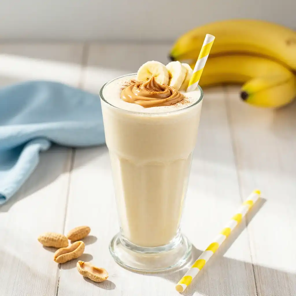 Creamy Banana Peanut Butter Smoothie for Kids plated dish