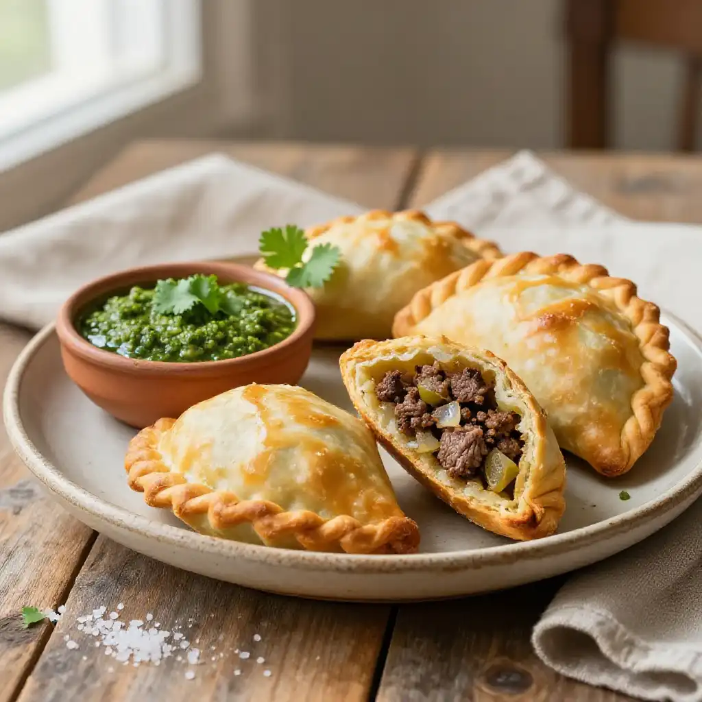 Beef Empanadas with Spiced Ground Beef Filling plated dish