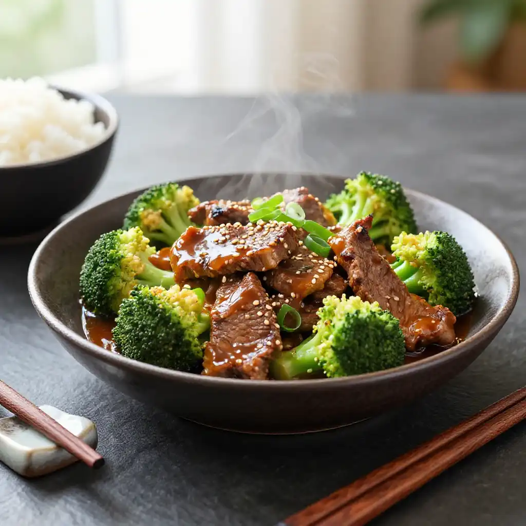 Classic Beef and Broccoli Stir-Fry with Oyster Sauce plated dish