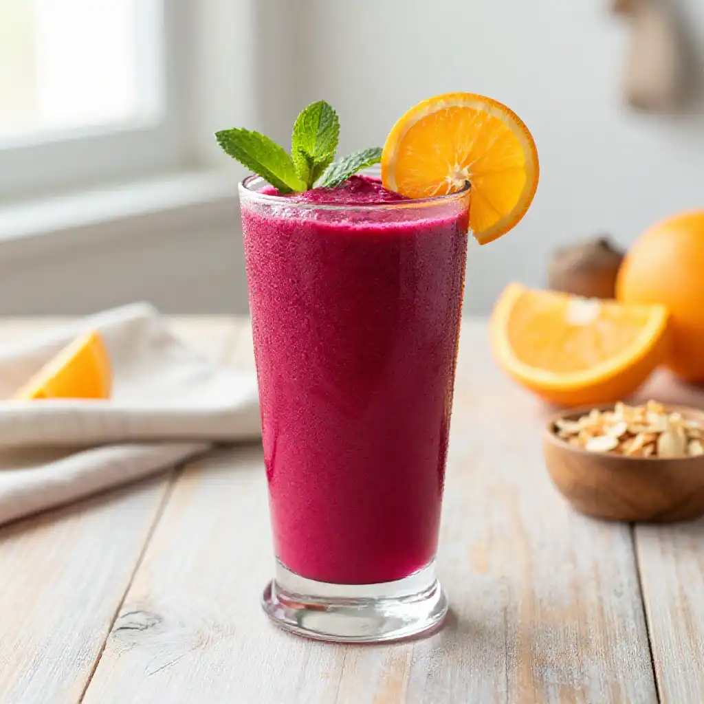 Beet Orange Smoothie for Blood Pressure Support plated dish