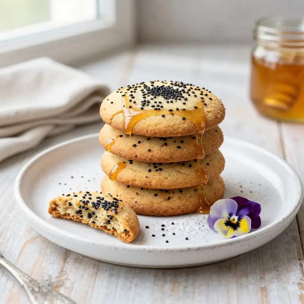 Black Sesame And Honey Cookies plated dish