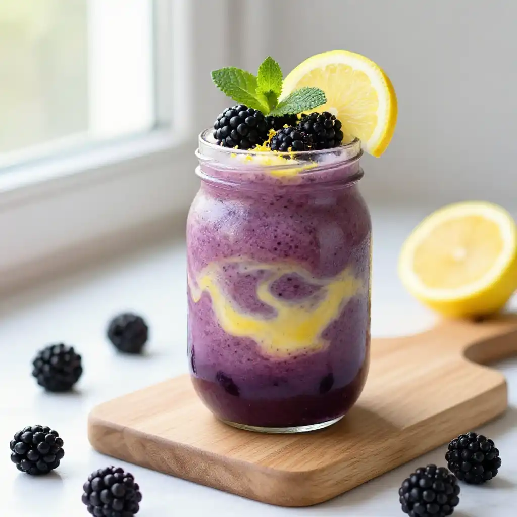 Blackberry Lemon Smoothie for Morning Brightness plated dish