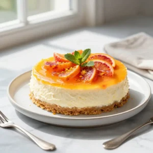 Blood Orange Ricotta Cheesecake with Graham Cracker Crust