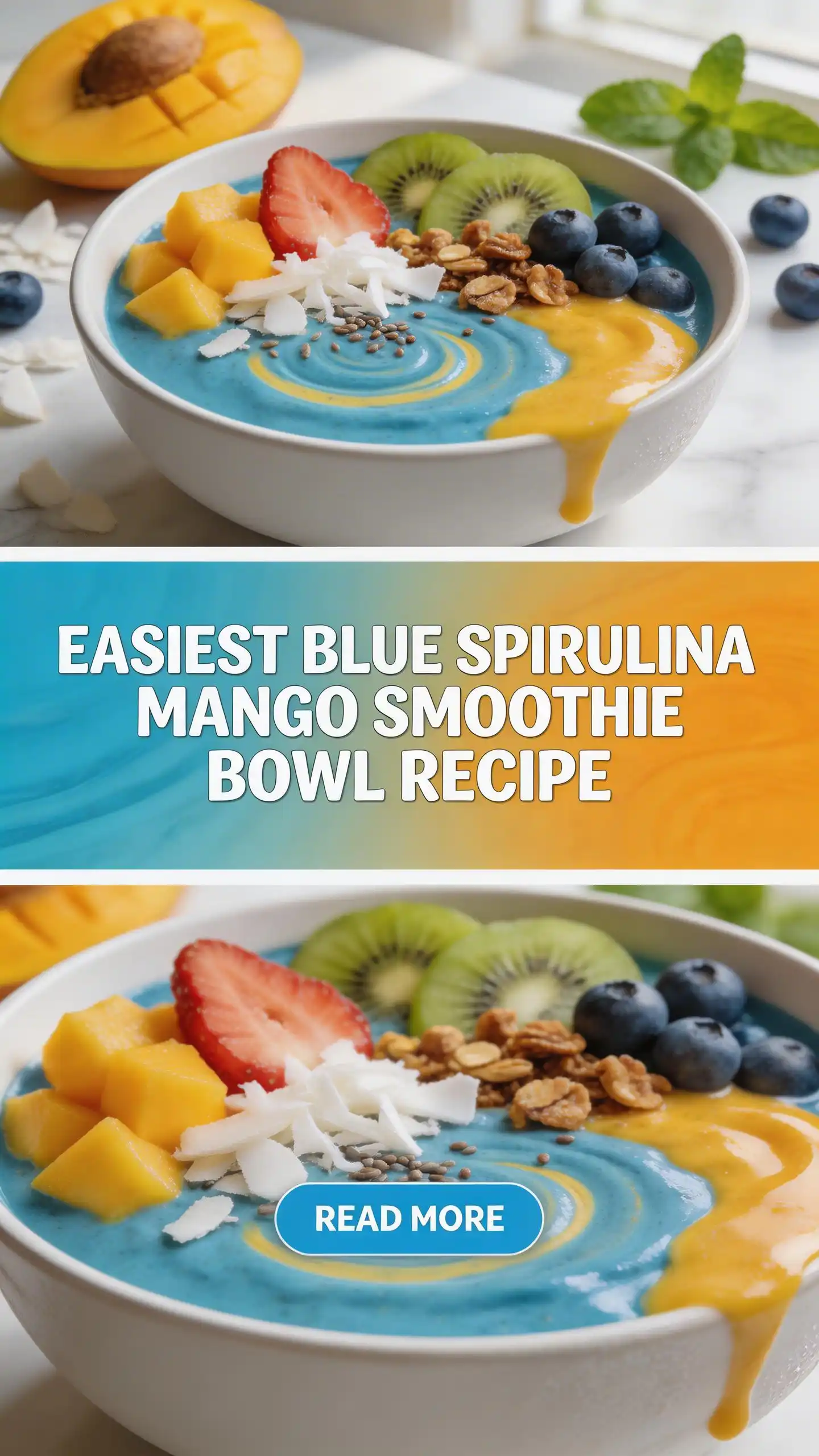 Blue Spirulina Mango Smoothie for Blue Bowl
