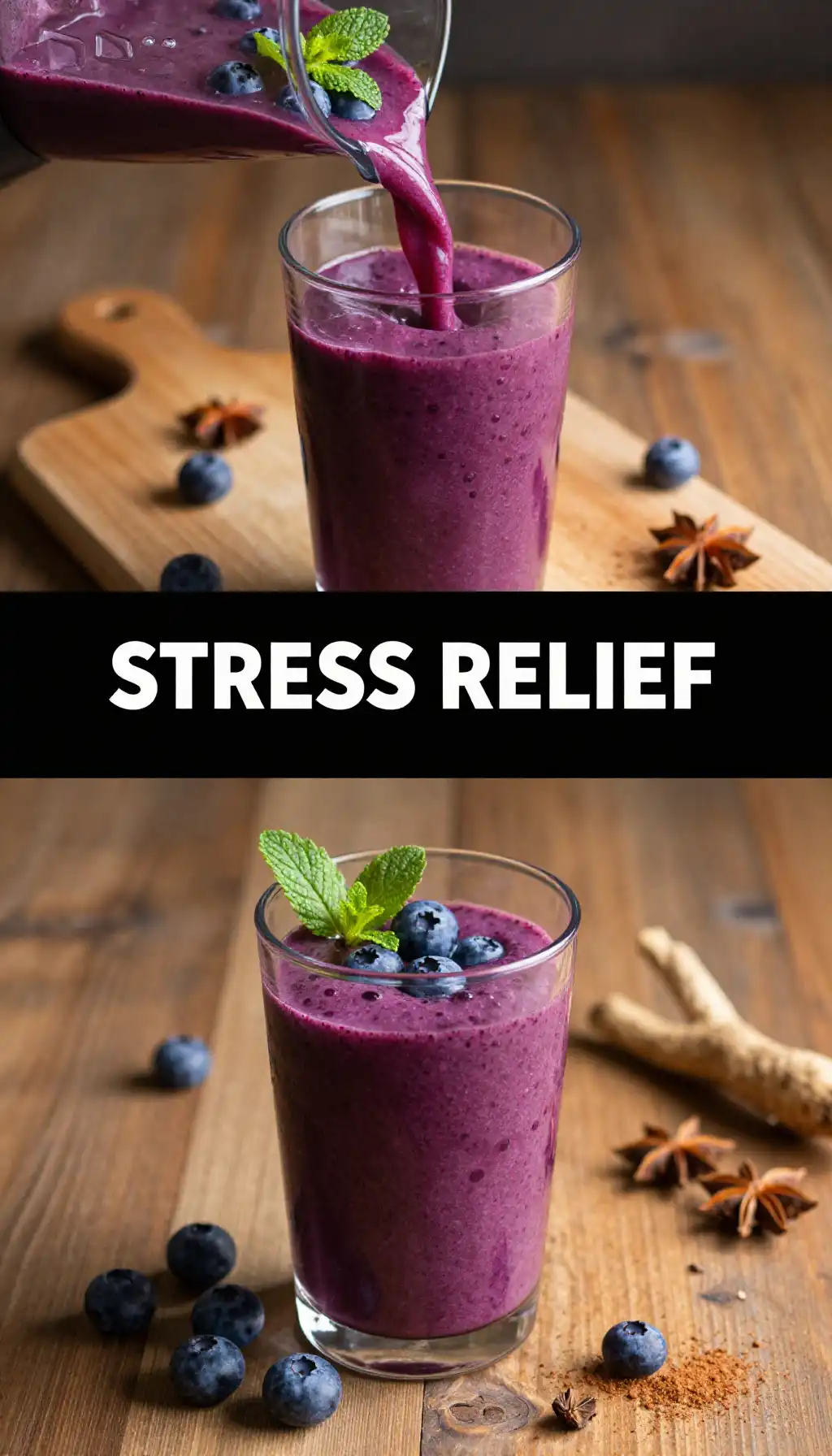 Blueberry Ashwagandha Smoothie for Stress Relief