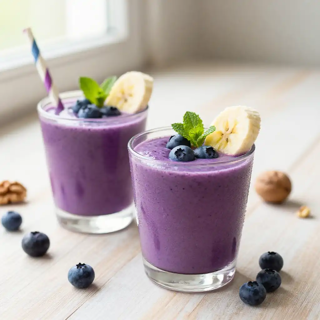 Blueberry Banana Smoothie for Kids Brain Development plated dish