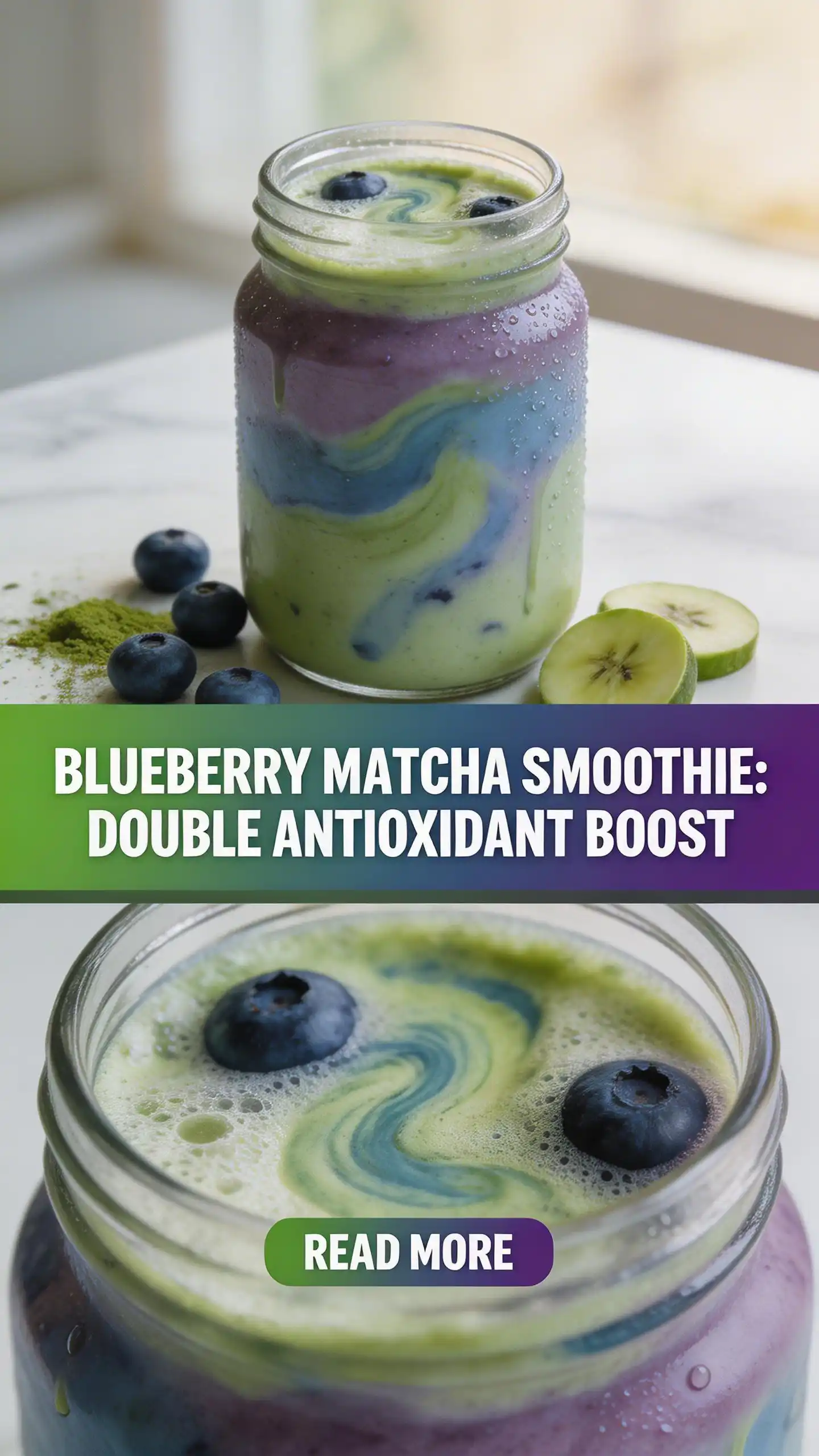 Blueberry Matcha Smoothie for Double Antioxidant