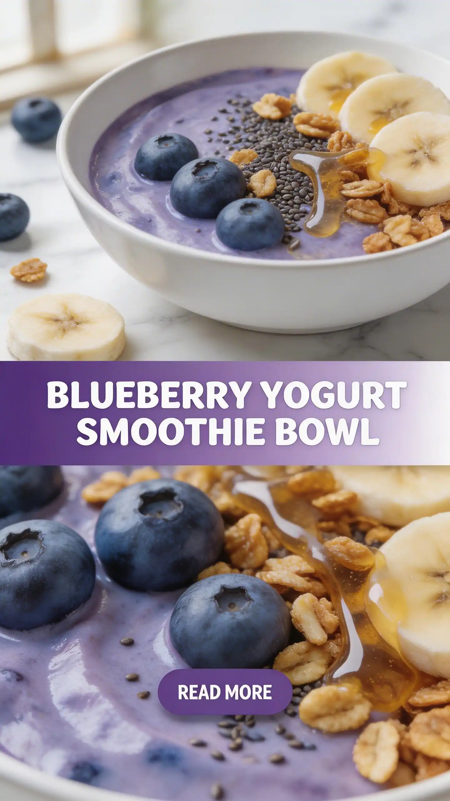 Blueberry Yogurt Smoothie Bowl for Breakfast