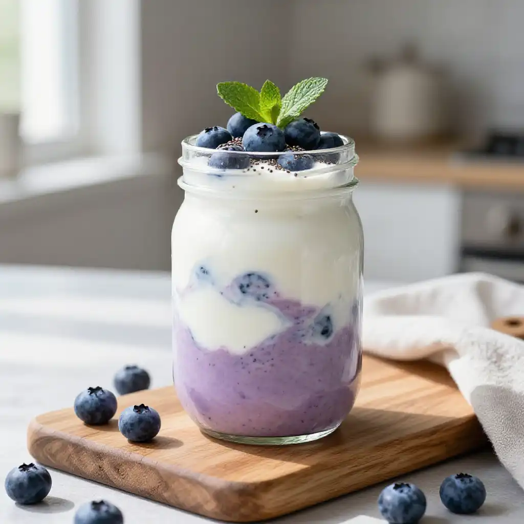 Blueberry Yogurt Smoothie for Probiotic Boost plated dish