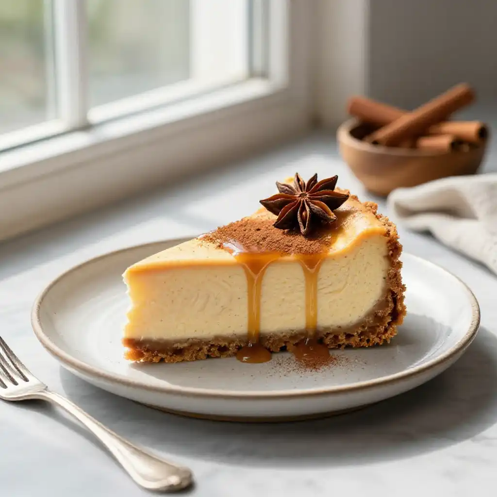 Brown Sugar And Cinnamon Cheesecake plated dish