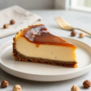 Burnt Sugar Brown Butter Cheesecake with Caramel Drizzle