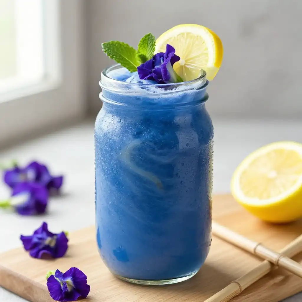 Butterfly Pea Flower Smoothie for Stunning Blue plated dish