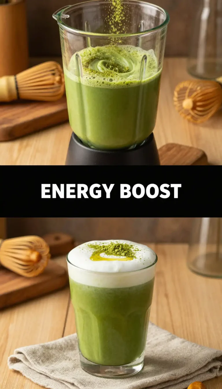 Cafe-Style Iced Matcha Latte Smoothie with Oat Milk