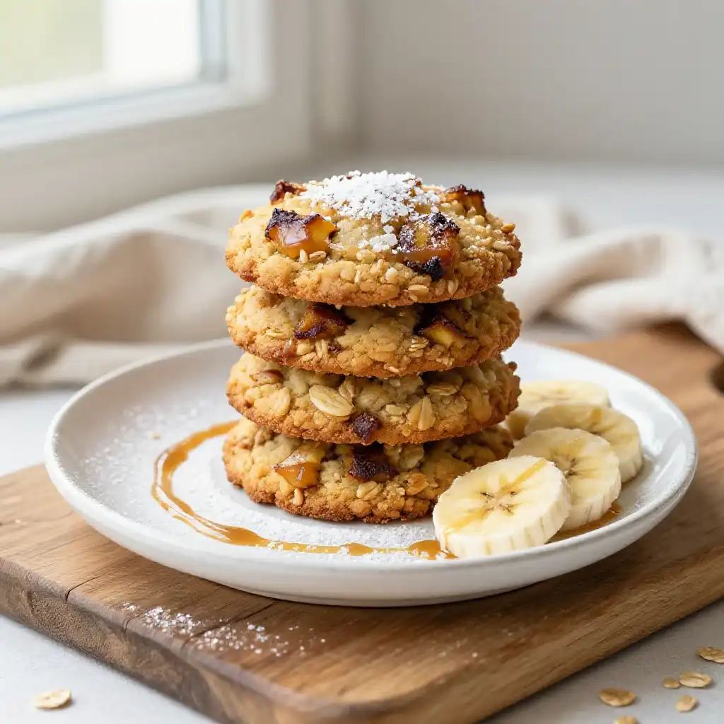 Caramelized Banana And Oat Cookies plated dish