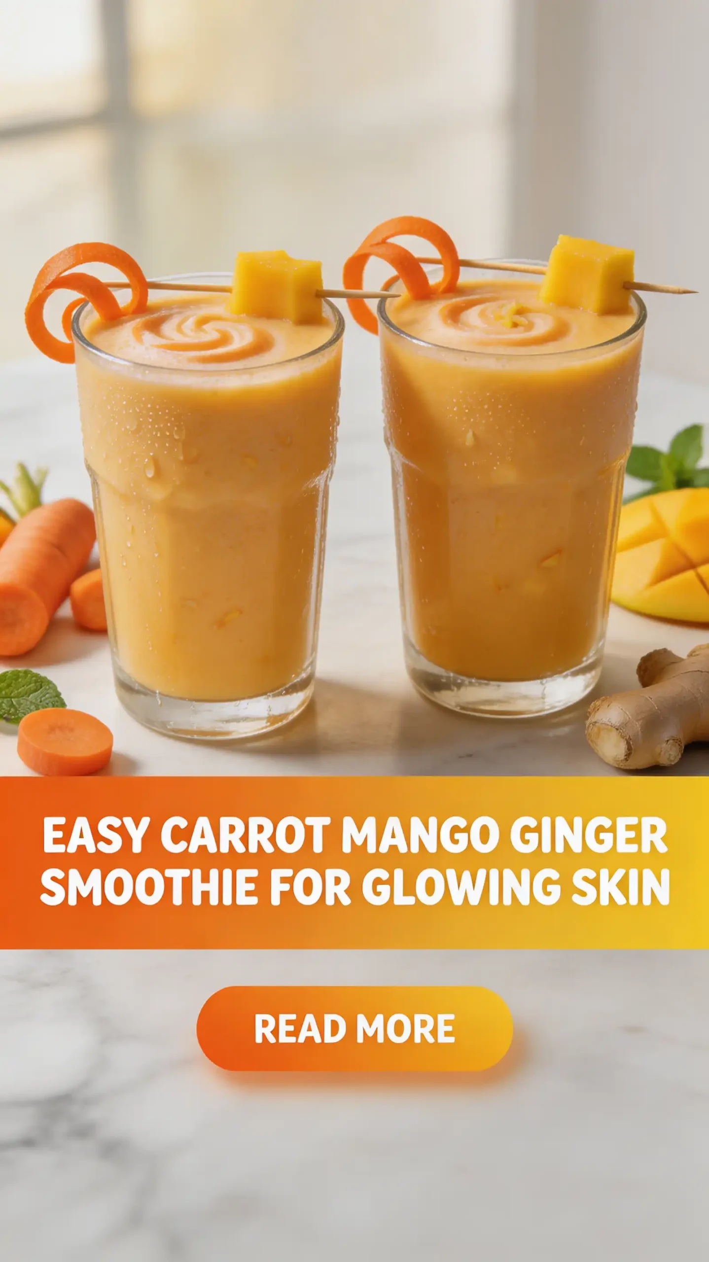 Carrot Mango Ginger Smoothie for Beta Carotene pinterest pin