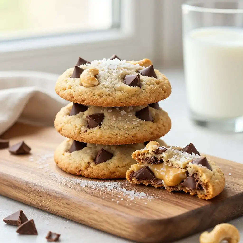 Cashew Butter Chocolate Chunk Cookies plated dish