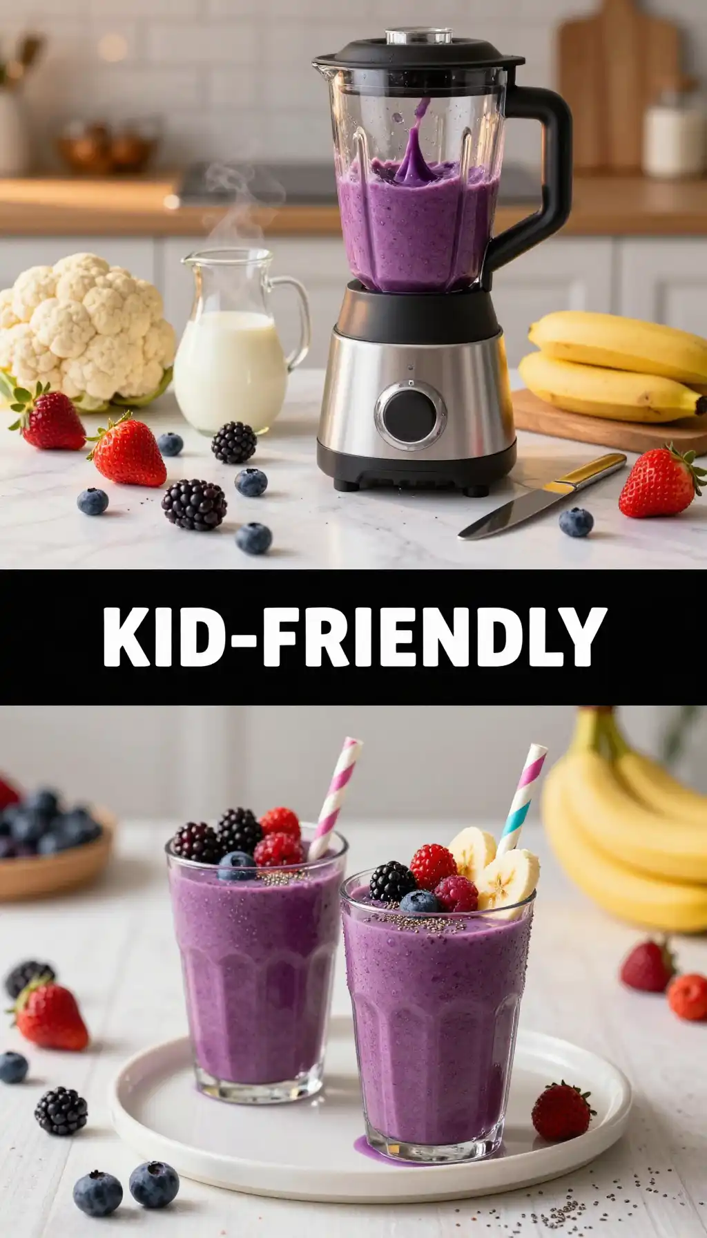 Cauliflower Berry Smoothie for Hidden Veggies