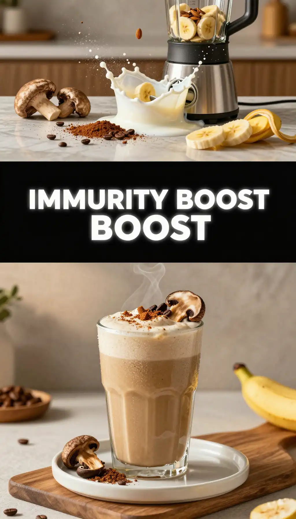 Chaga Coffee Smoothie for Immunity and Energy pinterest pin