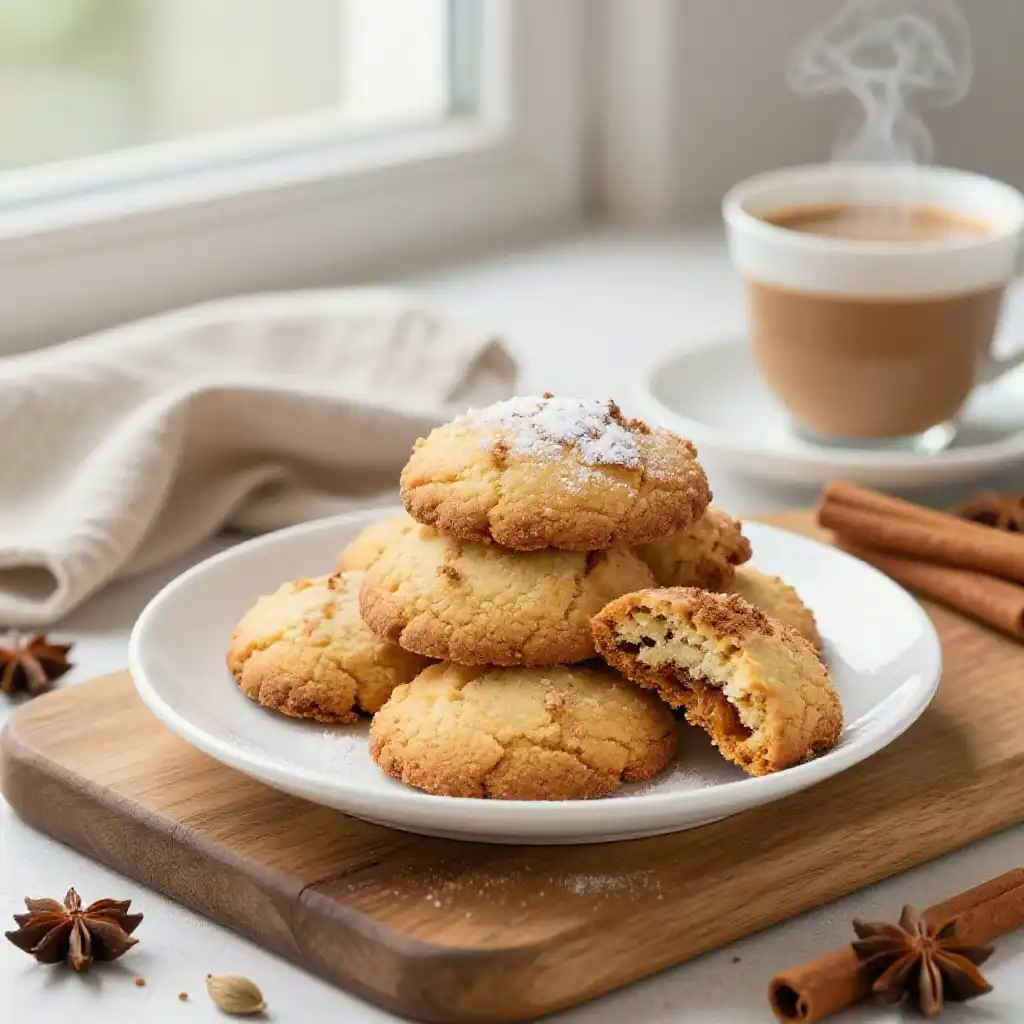 Chai Spiced Shortbread Cookies plated dish