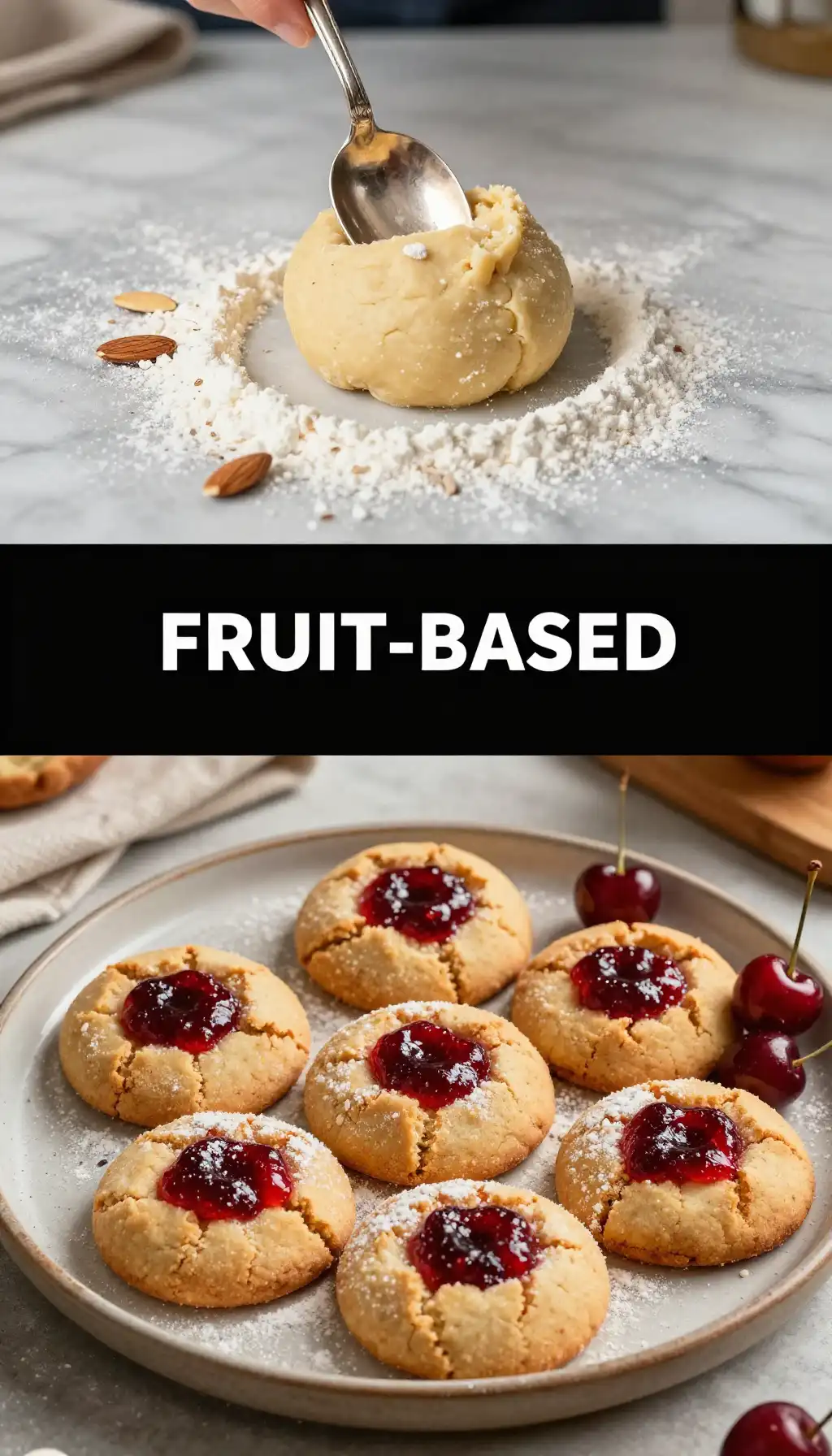 Cherry Almond Thumbprint Cookies