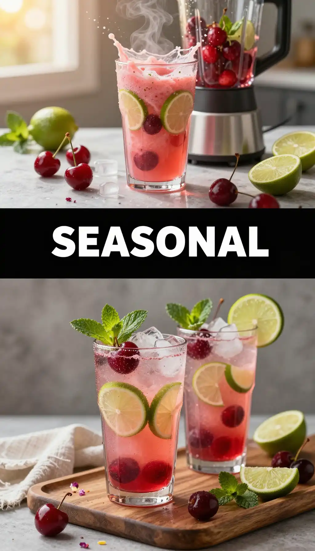 Cherry Limeade Smoothie pinterest pin