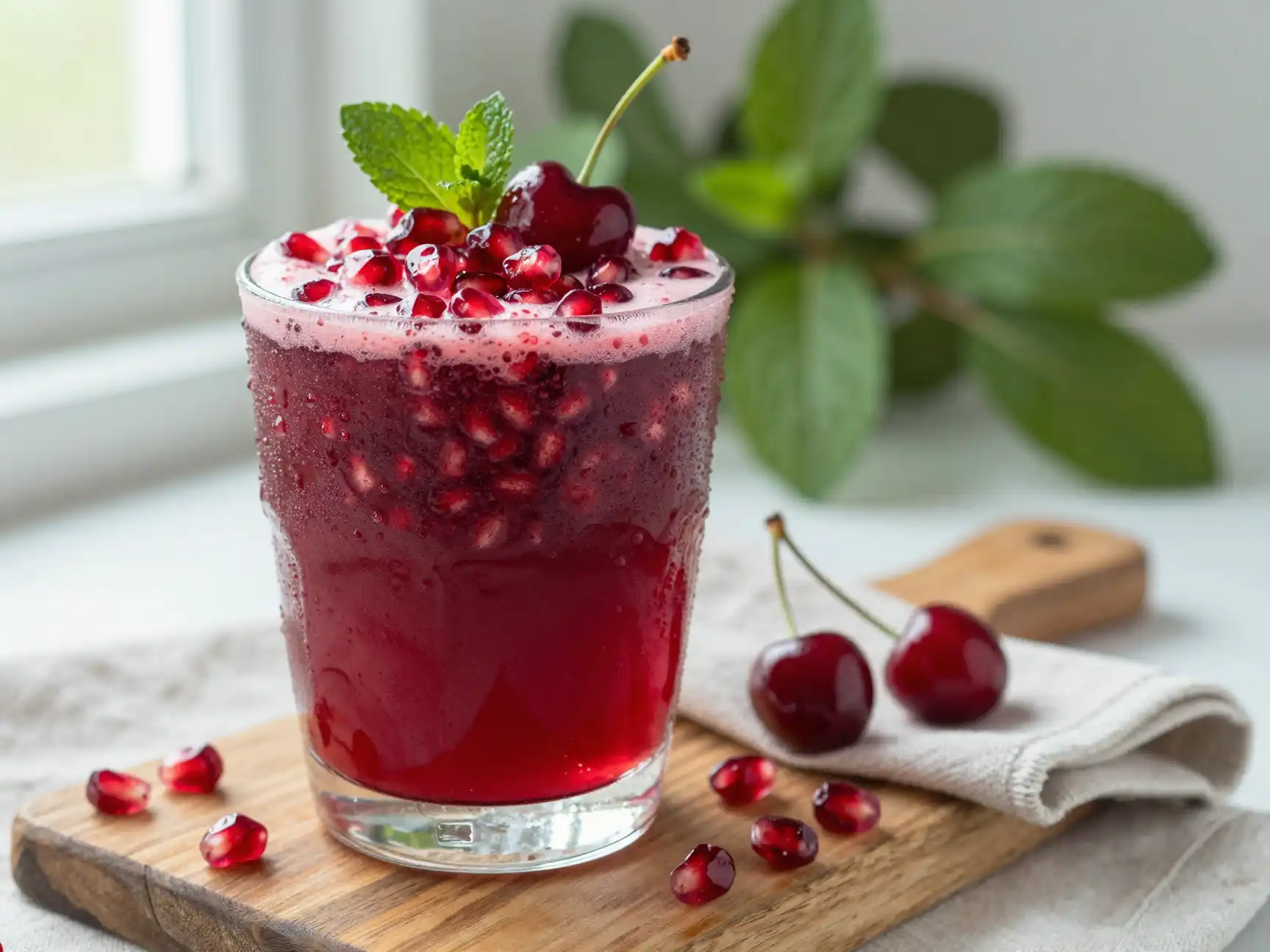 Cherry Pomegranate Smoothie for Heart Health plated dish