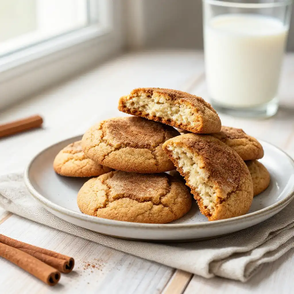 Soft and Chewy Snickerdoodle Cookies plated dish
