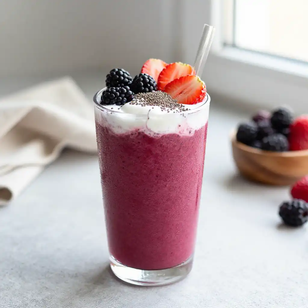 Chia Berry Smoothie for Omega-3 Boost plated dish