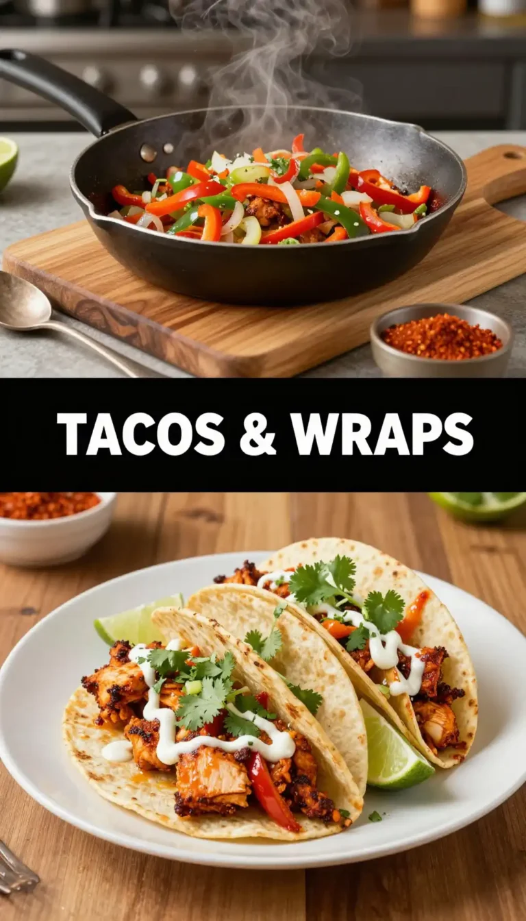 Chicken Fajita Tacos with Pepper Jack Cheese