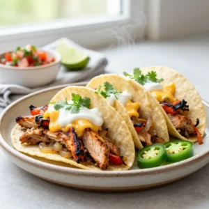 Spicy Chicken Fajita Tacos with Melty Pepper Jack