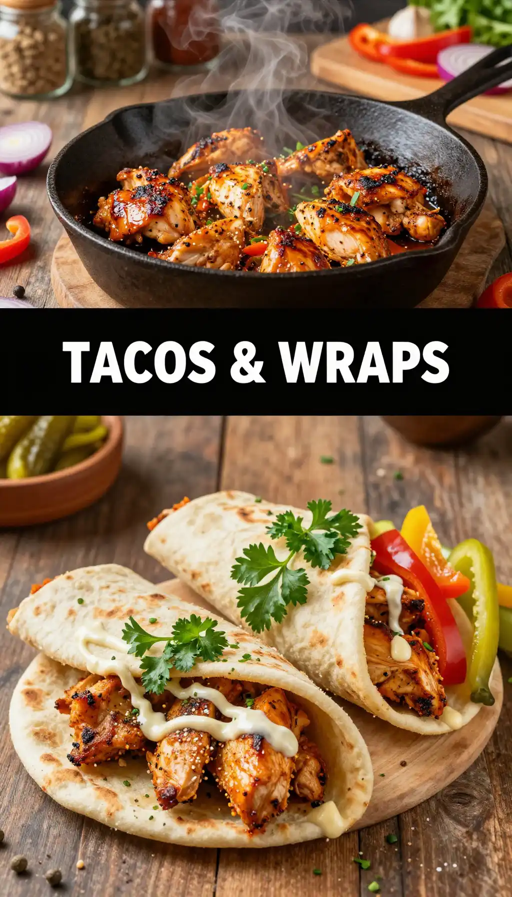 Chicken Shawarma Wraps with Garlic Tahini Sauce pinterest pin