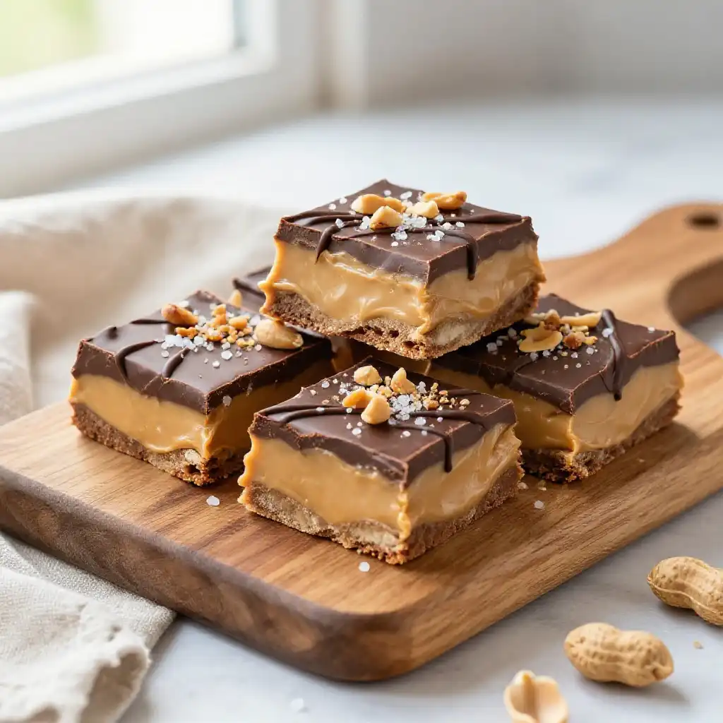 Chilled Peanut Butter And Chocolate Bars plated dish