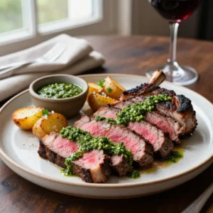 Grilled Flank Steak with Chimichurri & Roasted Potatoes