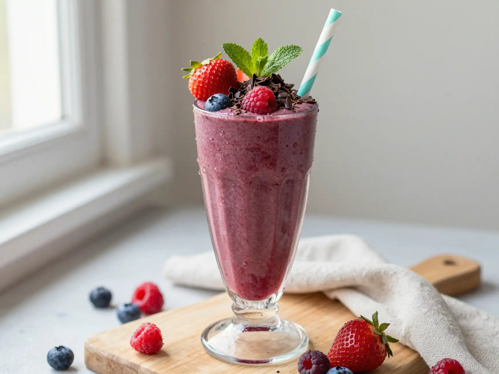 Chocolate Berry Smoothie for Antioxidant Treat plated dish