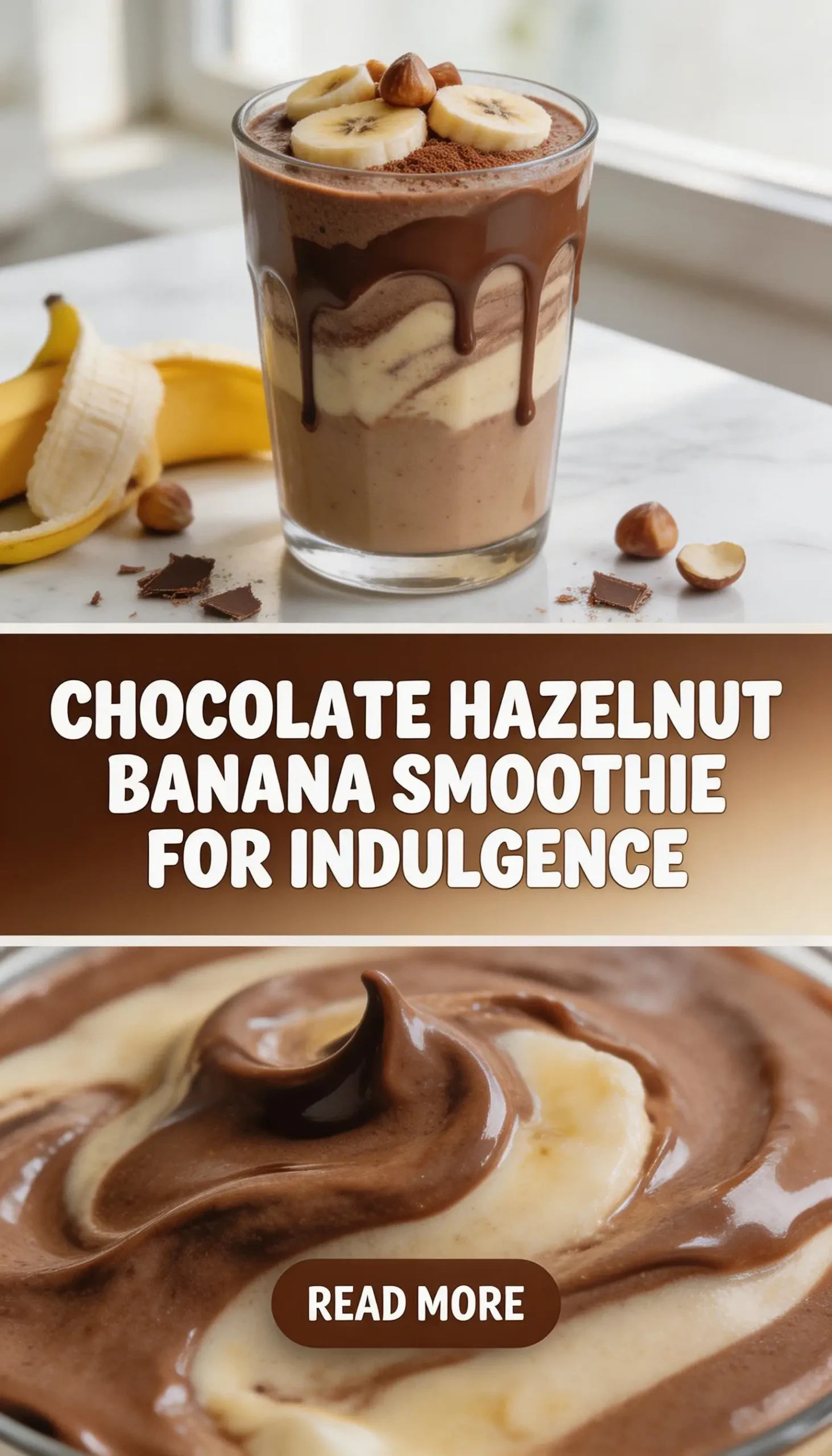 Chocolate Hazelnut Banana Smoothie for Indulgence pinterest pin