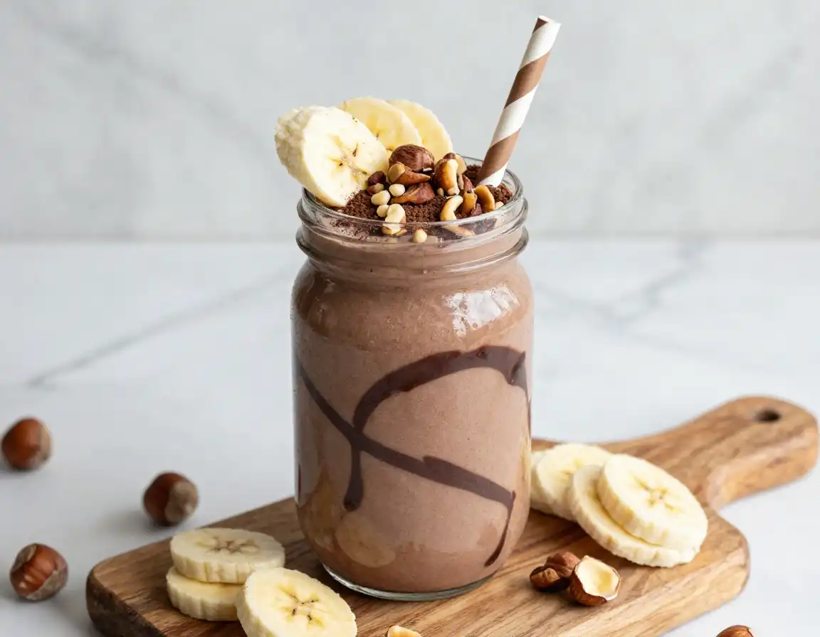 Chocolate Hazelnut Banana Smoothie for Indulgence plated dish