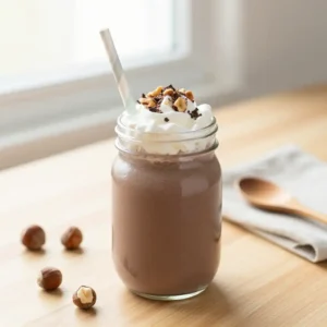 Healthy Chocolate Hazelnut Smoothie for Kids Breakfast