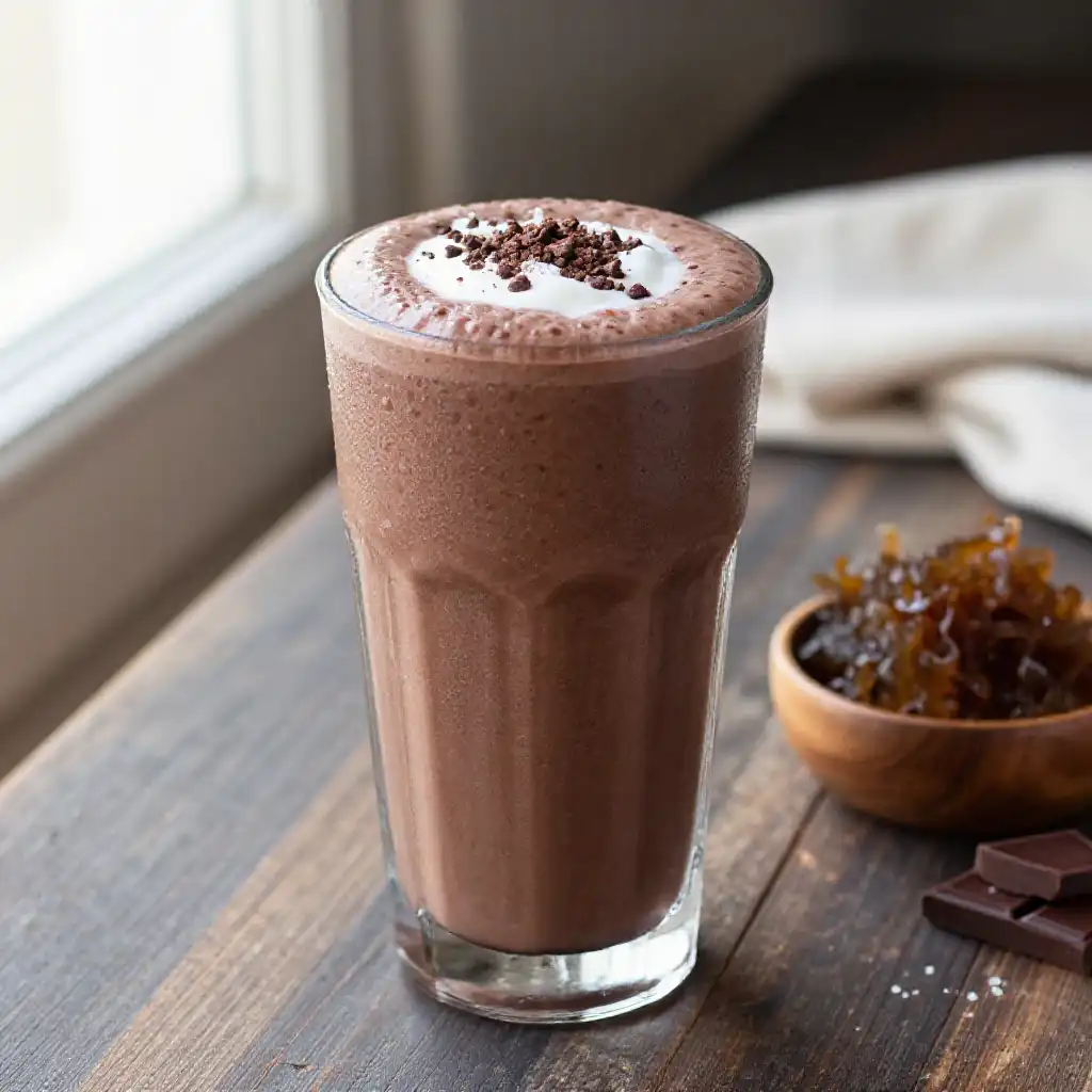 Chocolate Sea Moss Smoothie for Mineral Boost plated dish