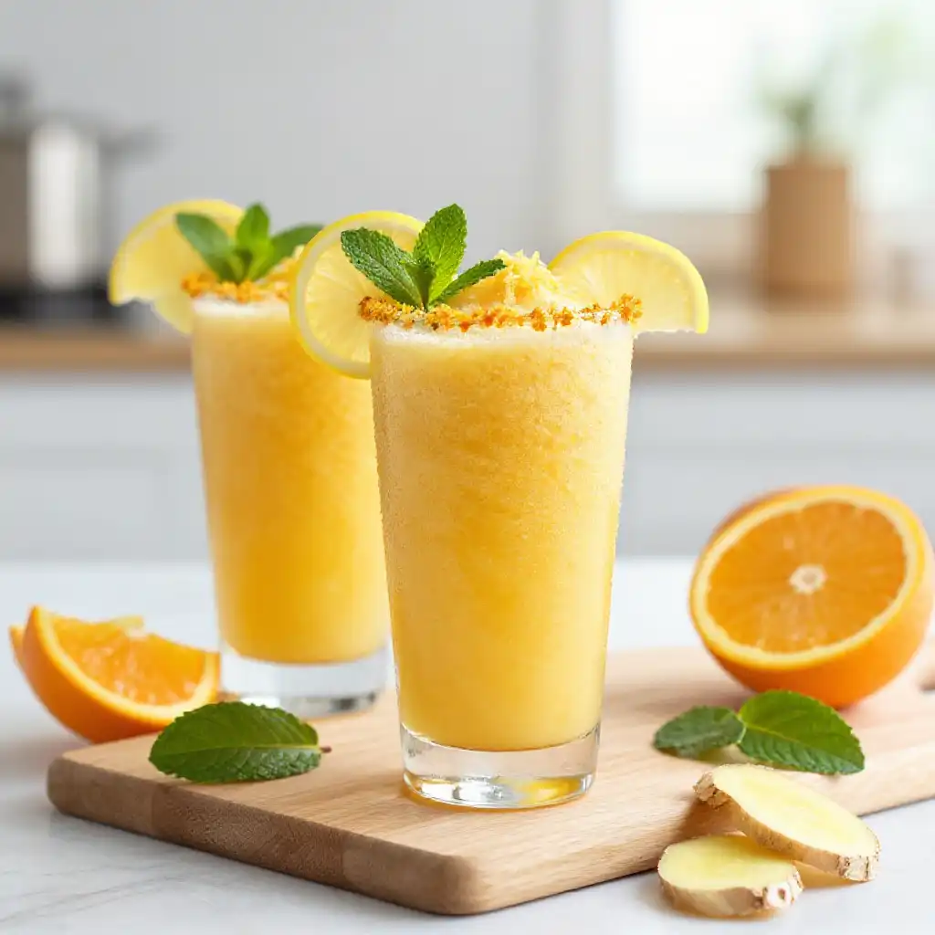 Citrus Ginger Smoothie for Morning Wake Up plated dish