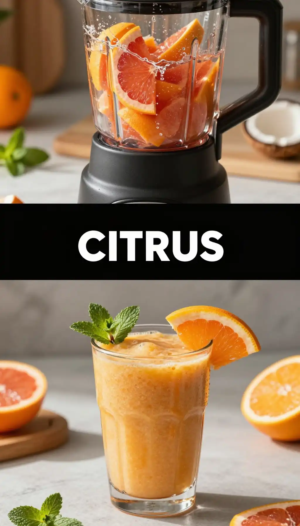 Citrus Sunrise Smoothie with Orange and Grapefruit pinterest pin
