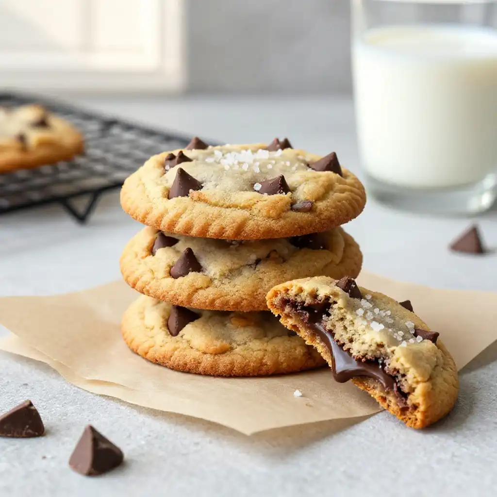 Classic Chewy Chocolate Chip Cookies plated dish