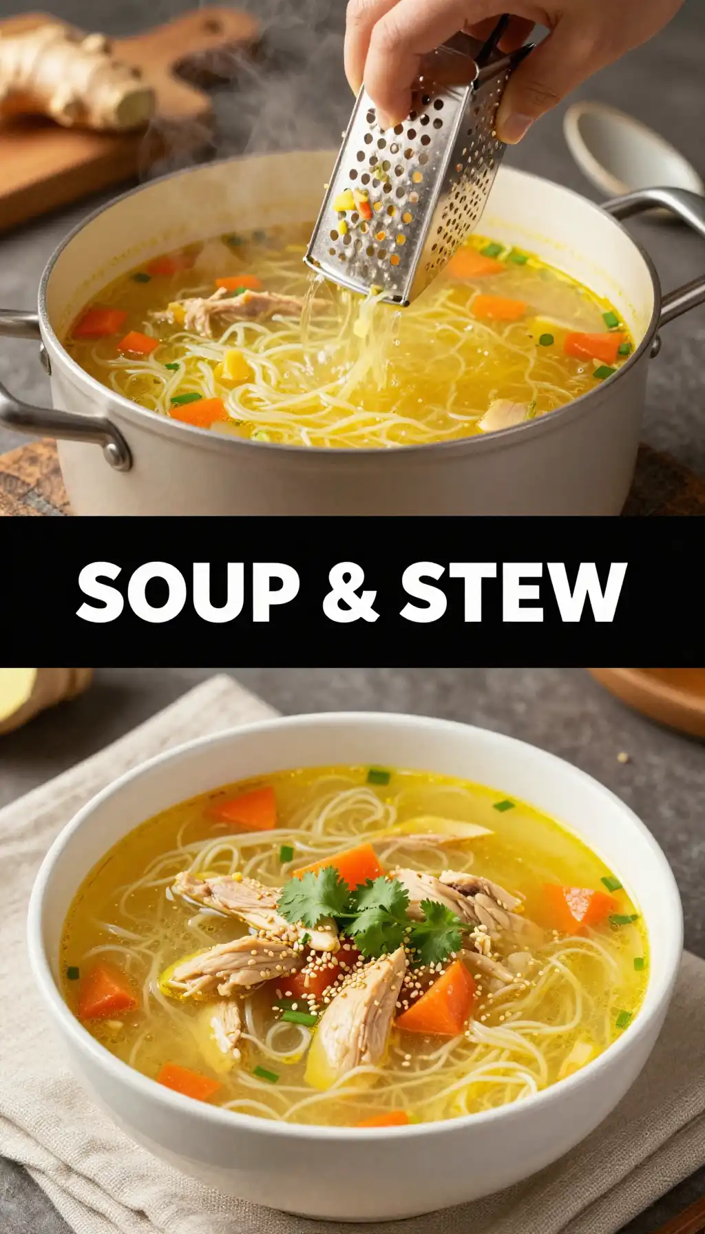 Classic Chicken Noodle Soup with Fresh Ginger