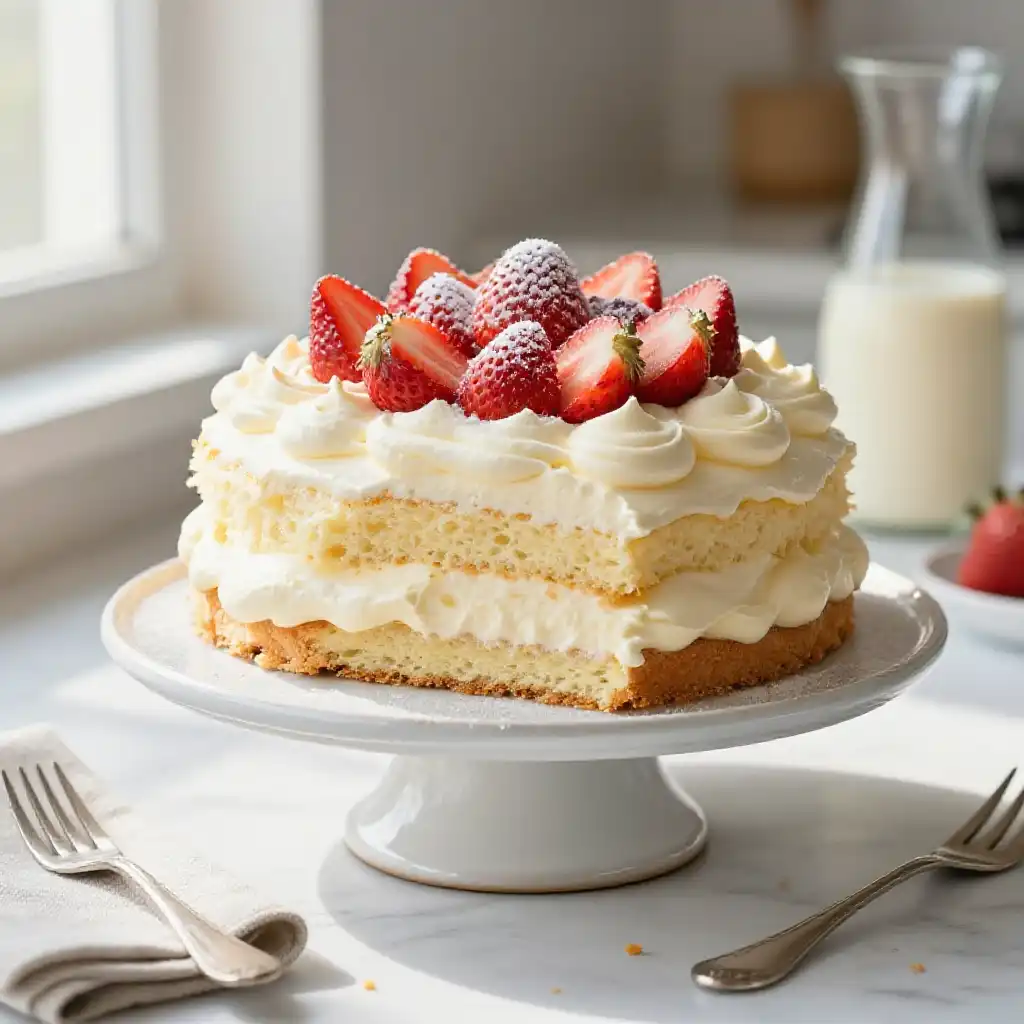 Classic Genoise Sponge With Vanilla Chantilly plated dish
