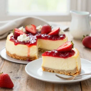 No-Bake Strawberry Cheesecake with Clotted Cream